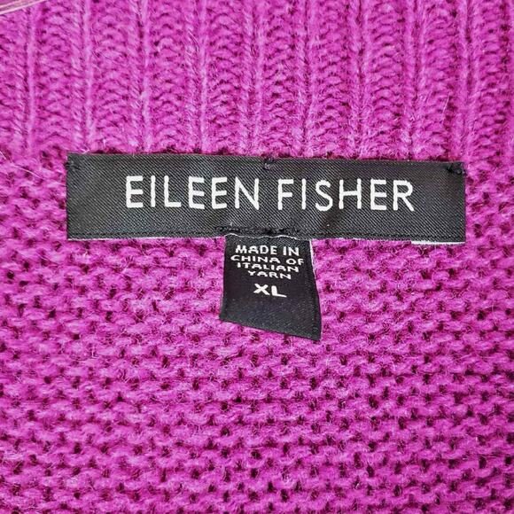 Eileen Fisher Sweater Womens XL Mock Neck Wool Alpaca Blend Pullover Knit Purple - Picture 5 of 8